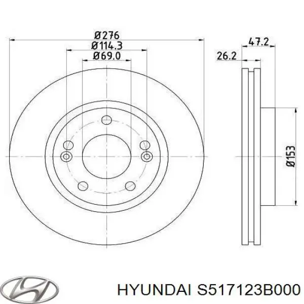 S517123B000 Hyundai/Kia диск гальмівний передній