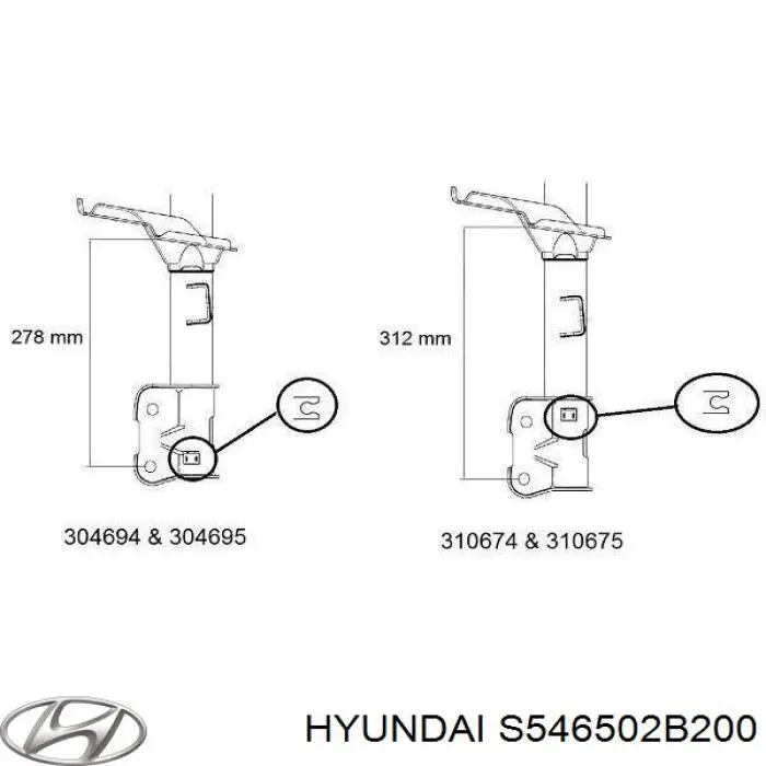 Купити S546502B200 Hyundai/Kia Амортизатора передній лівий