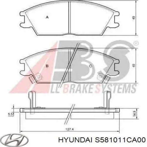 Купити S581011CA00 Hyundai/Kia Колодки гальмівні передні, дискові