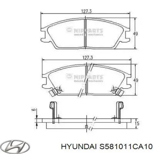 S581011CA10 Hyundai/Kia Передні гальмівні колодки