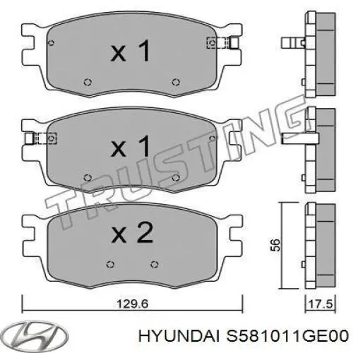 S581011GE00 Hyundai/Kia Передні гальмівні колодки