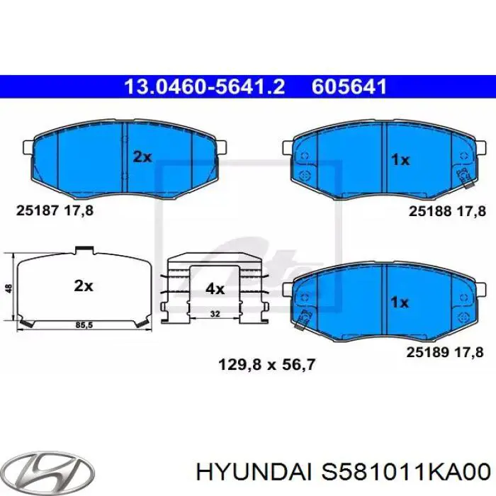 Колодки гальмівні передні, дискові S581011KA00 Hyundai/Kia