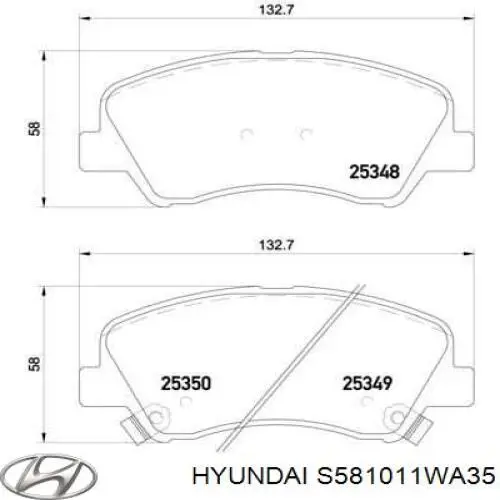 Гальмівні колодки Hyundai/Kia S581011WA35 ціна, від 22.69 USD