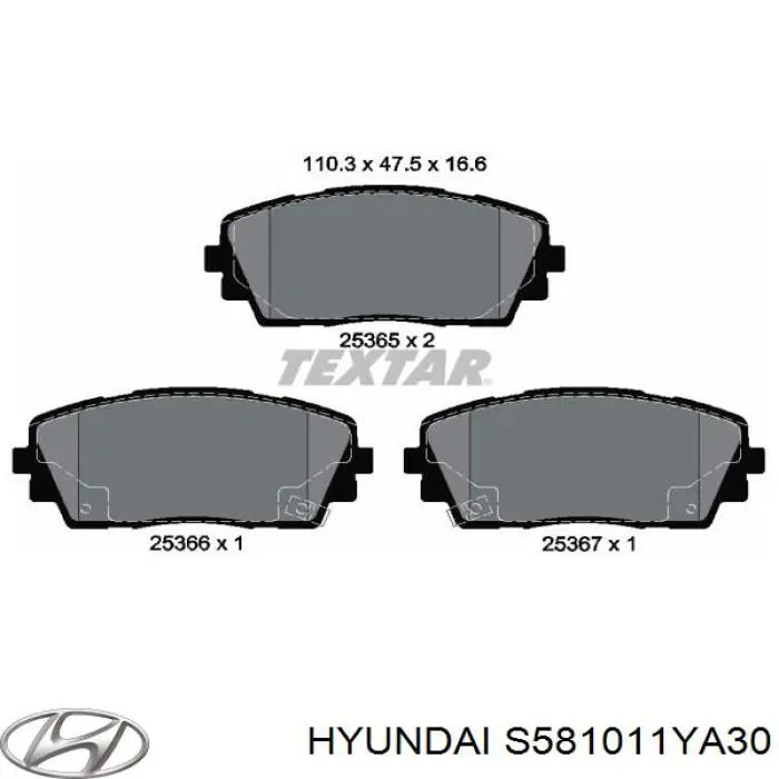 Купити S581011YA30 Hyundai/Kia Колодки гальмівні передні, дискові