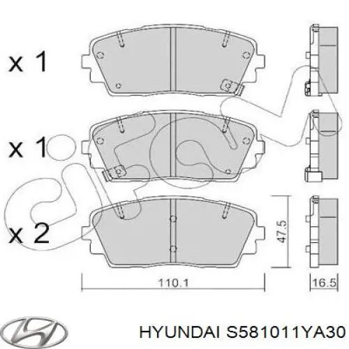 Гальмівні колодки Hyundai/Kia S581011YA30 ціна, від 14.18 USD