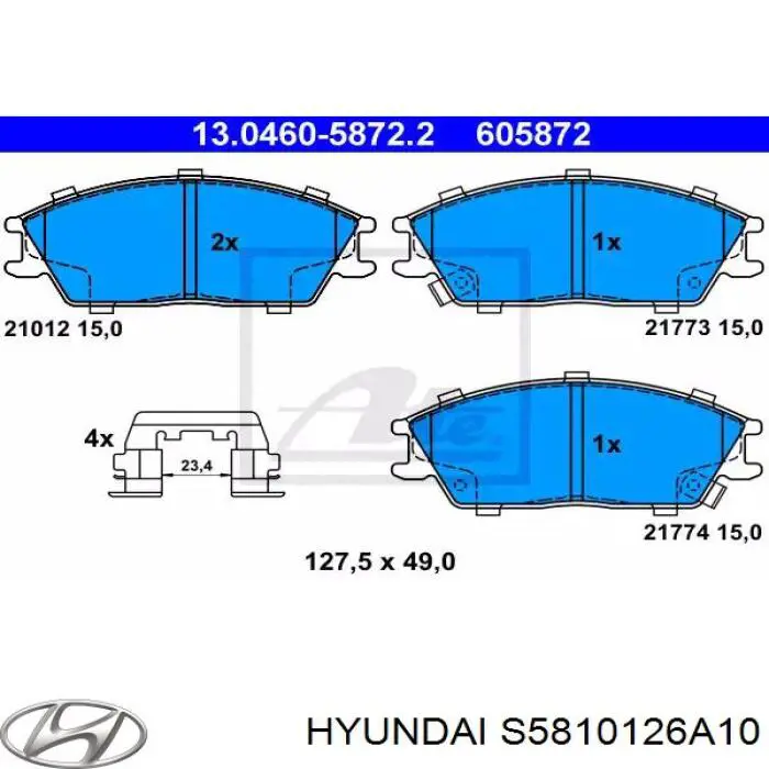 S5810126A10 Hyundai/Kia колодки гальмівні передні, дискові