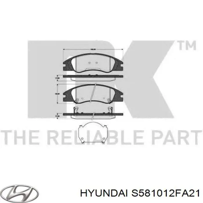 S581012FA21 Hyundai/Kia колодки гальмівні передні, дискові