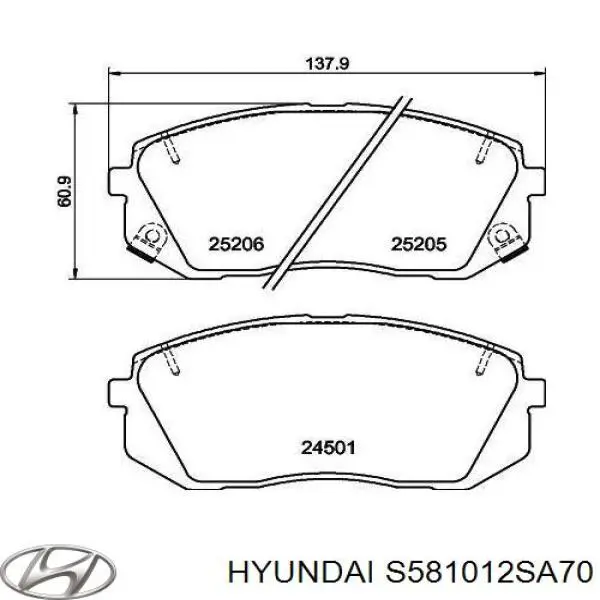 Купити S581012SA70 Hyundai/Kia Колодки гальмівні передні, дискові