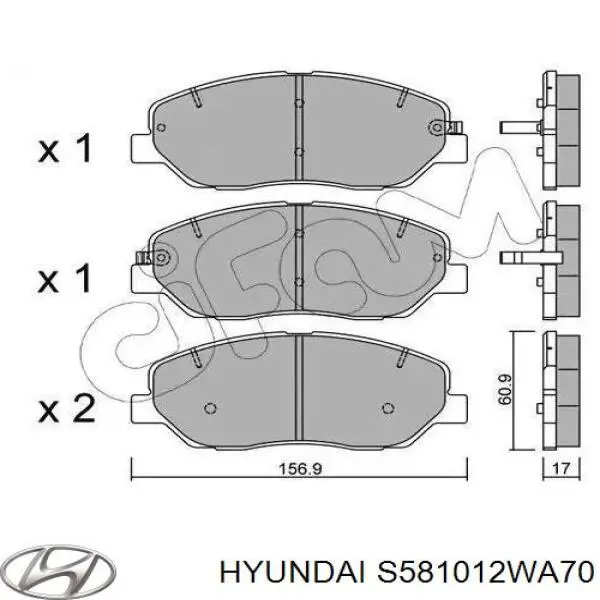 Гальмівні колодки Hyundai/Kia S581012WA70 ціна, від 24.17 USD