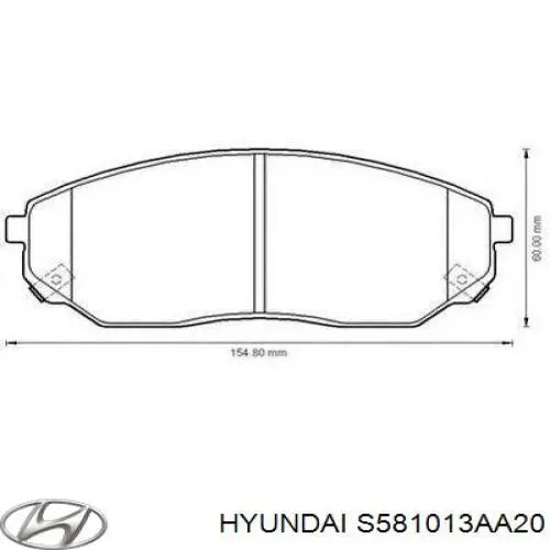 S581013AA20 Hyundai/Kia колодки гальмівні передні, дискові