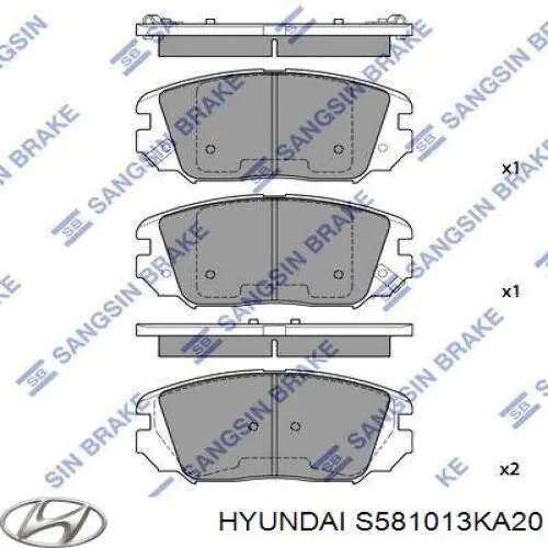 S581013KA20 Hyundai/Kia Передні гальмівні колодки