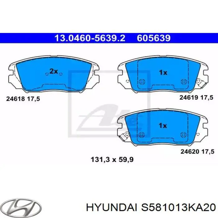 S581013KA20 Hyundai/Kia колодки гальмівні передні, дискові