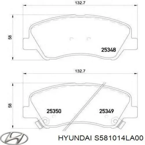 Колодки гальмівні передні, дискові S581014LA00 Hyundai/Kia