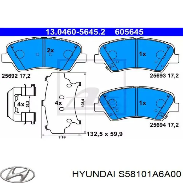 Купити S58101A6A00 Hyundai/Kia Колодки гальмівні передні, дискові