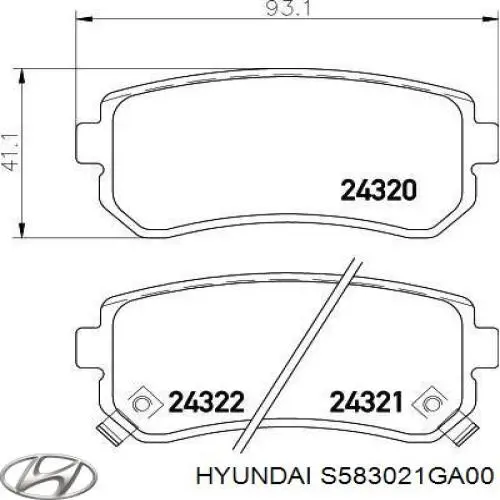 S583021GA00 Hyundai/Kia колодки гальмові задні, дискові