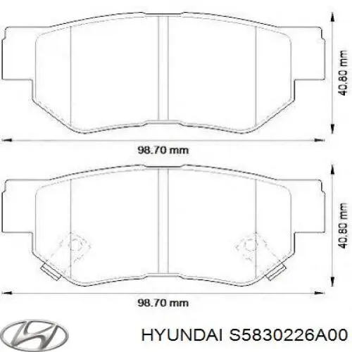 S5830226A00 Hyundai/Kia колодки гальмові задні, дискові