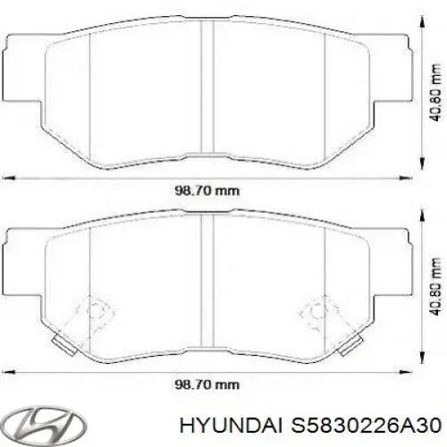 S5830226A30 Hyundai/Kia колодки гальмові задні, дискові