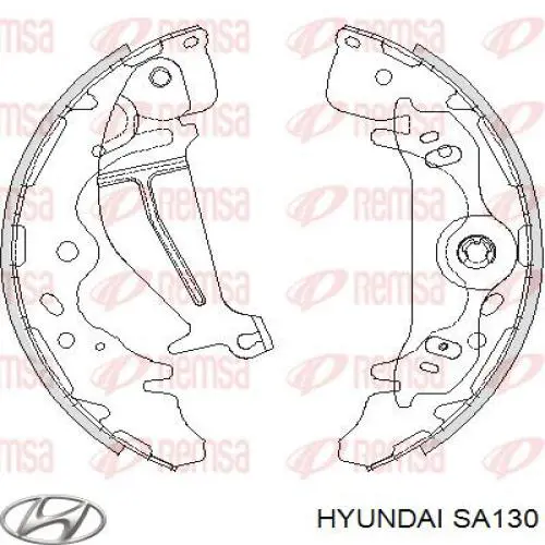 SA130 Hyundai/Kia колодки гальмові задні, барабанні