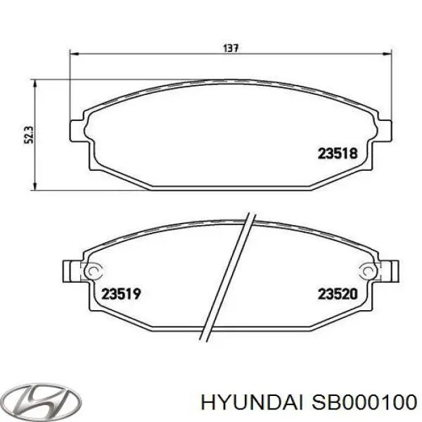 Купити SB000100 Hyundai/Kia Колодки гальмівні передні, дискові
