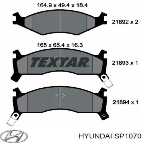 Передні тормозні колодки SP1070 Hyundai/Kia