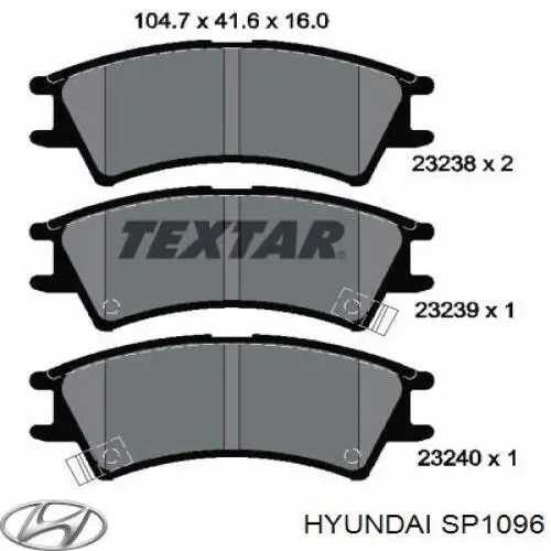 SP1096 Hyundai/Kia Передні гальмівні колодки