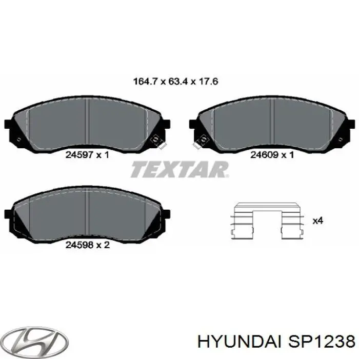 Колодки гальмівні передні, дискові SP1238 Hyundai/Kia