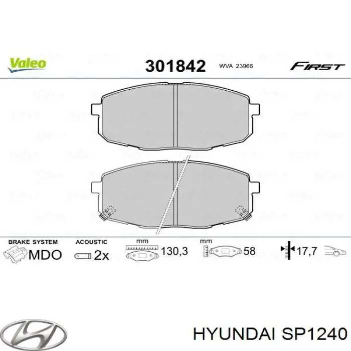 Гальмівні колодки Hyundai/Kia SP1240 ціна, від 18.74 USD