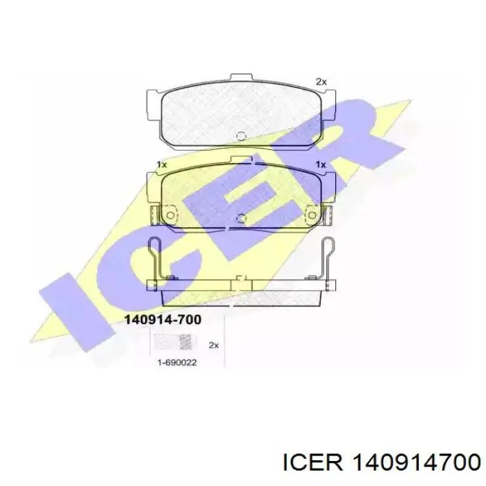 Колодки гальмові задні, дискові 140914700 Icer