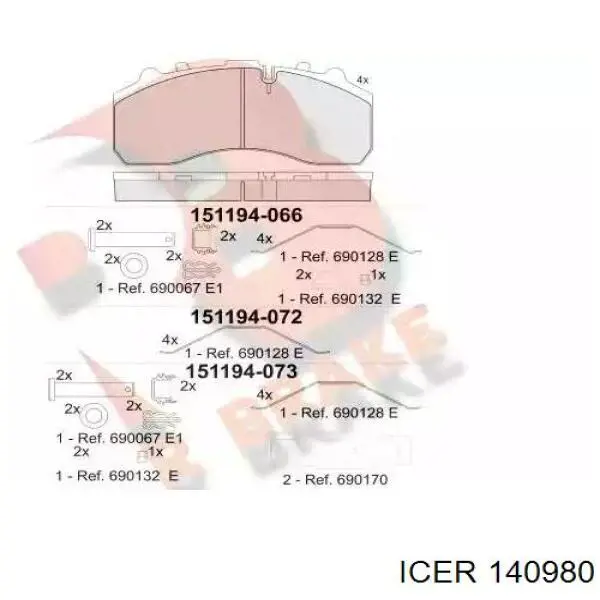 Задні дискові колодки Icer 140980