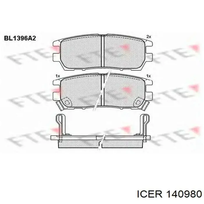 Задні гальмівні колодки Icer 140980 ціна, від 14.00 USD