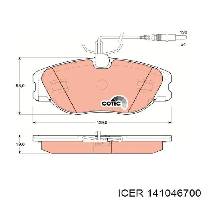 Тормозні колодки Icer 141046700