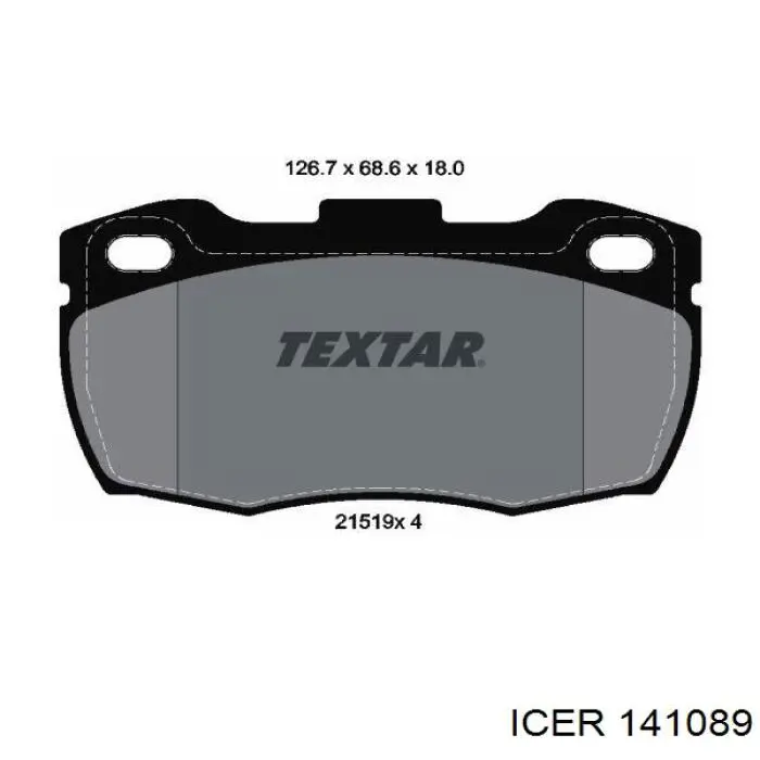 Колодки гальмівні передні, дискові 141089 Icer