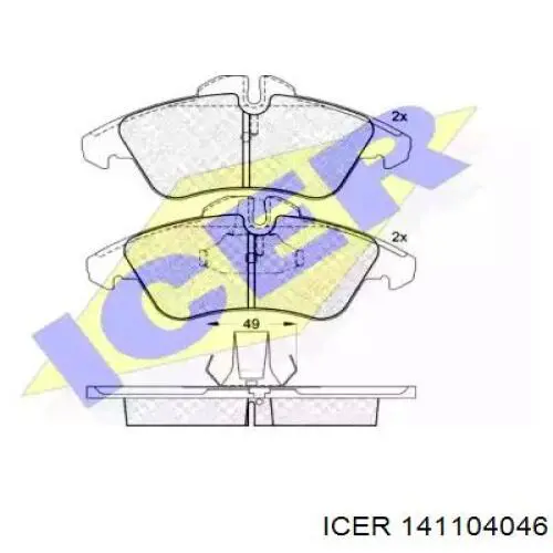 Колодки гальмівні передні, дискові 141104046 Icer