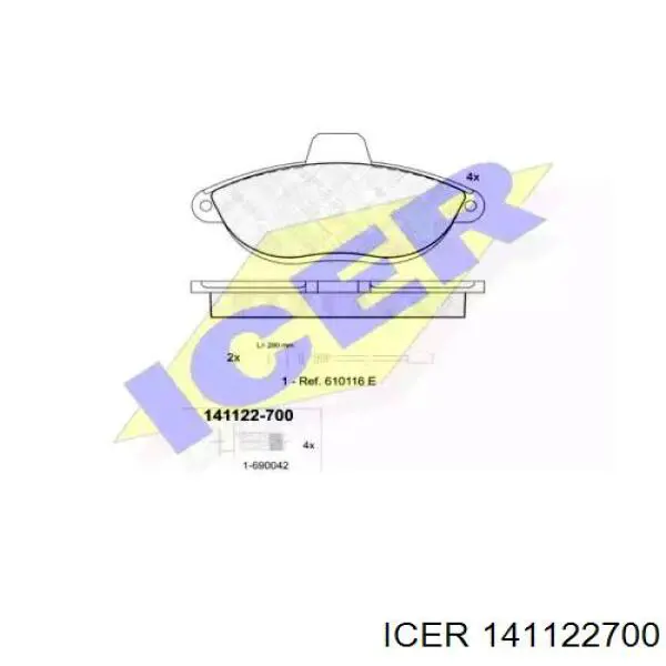 Передні тормозні колодки 141122700 Icer