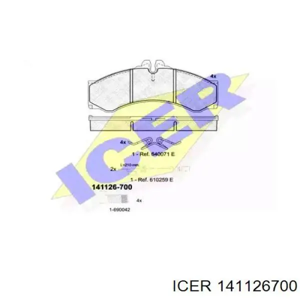 Передні тормозні колодки 141126700 Icer