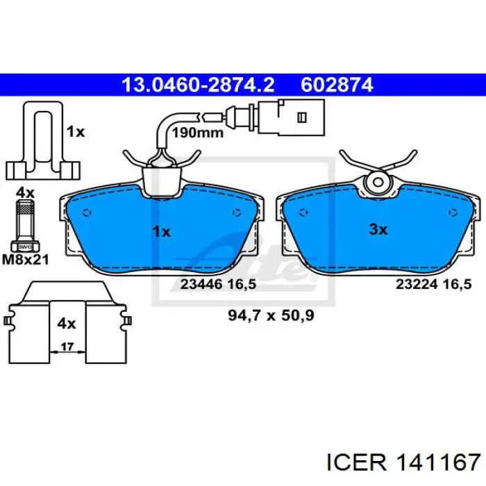 Задні гальмівні колодки Icer 141167 ціна, від 15.19 USD