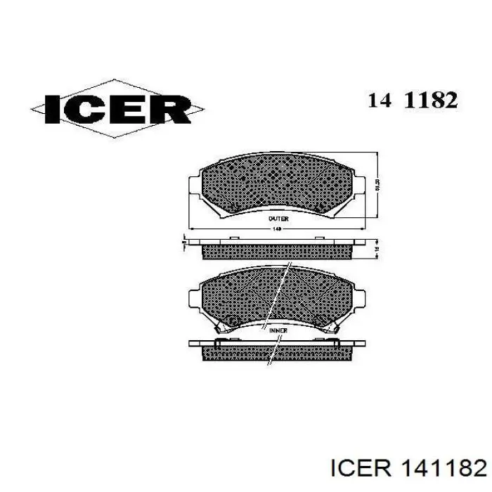 141182 Icer колодки гальмівні передні, дискові