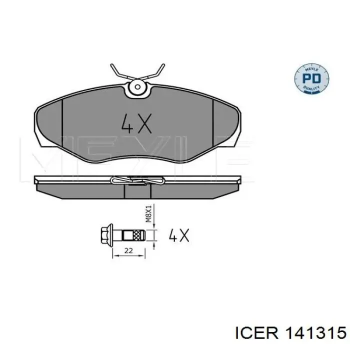 Передні тормозні колодки 141315 Icer
