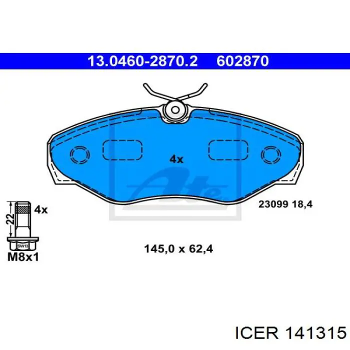 Передні тормозні колодки 141315 Icer