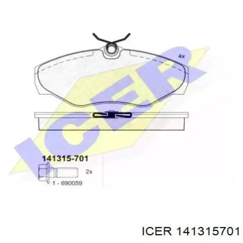 Колодки гальмівні передні, дискові 141315701 Icer