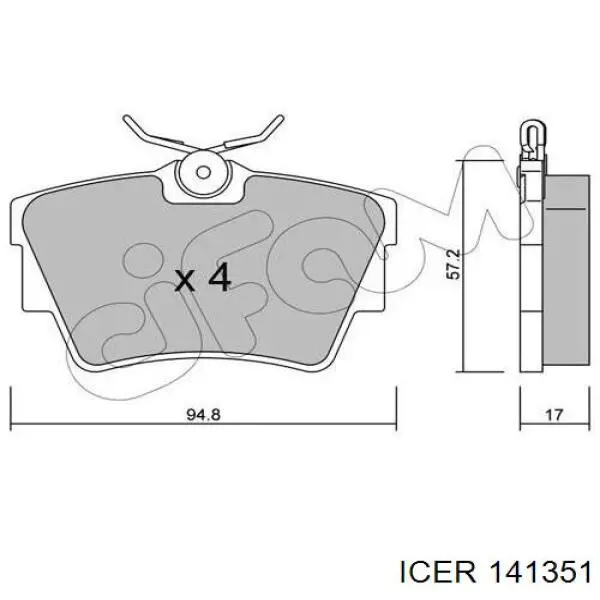 Задні гальмівні колодки Icer 141351 ціна, від 20.73 USD