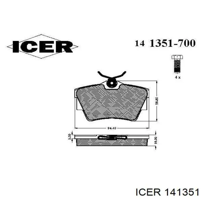 141351 Icer Колодки гальмівні задні, дискові