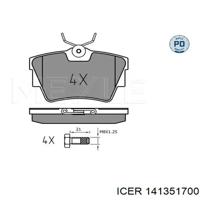 Задні дискові колодки Icer 141351700
