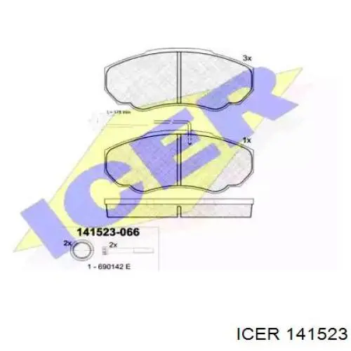 141523 Icer колодки гальмівні передні, дискові