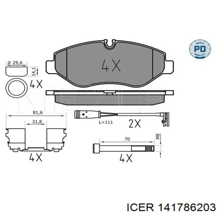 Гальмівні колодки Icer 141786203 ціна, від 34.32 USD