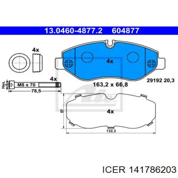 Купити 141786203 Icer Колодки гальмівні передні, дискові