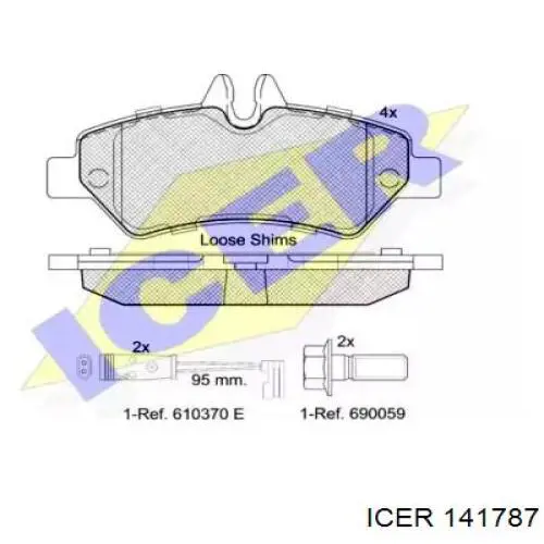 141787 Icer Колодки гальмівні задні, дискові