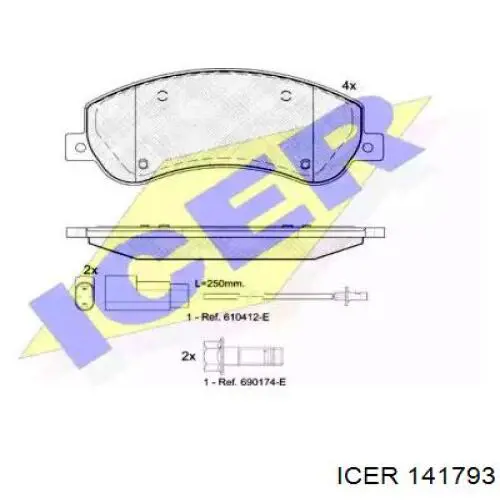 Купити 141793 Icer Колодки гальмівні передні, дискові
