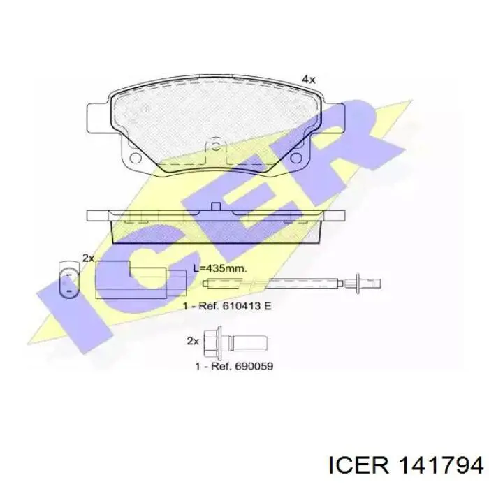 141794 Icer Колодки гальмівні задні, дискові