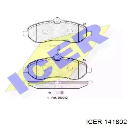 141802 Icer колодки гальмівні передні, дискові